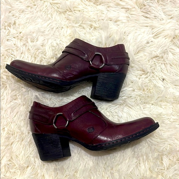 Women’s Born Western Leather Ankle Booties Shelby Harness, Size:8, Burgundy - Picture 1 of 7